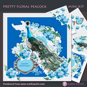 Pretty Floral Peacock Decoupage Mini Kit