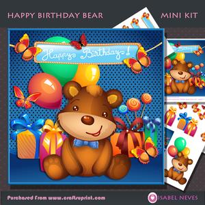 Happy Birthday Decoupage Bear Mini Kit