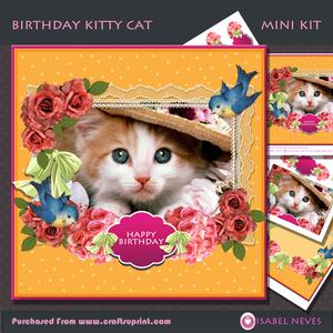 Birthday Kitty Cat Decoupage Mini Kit