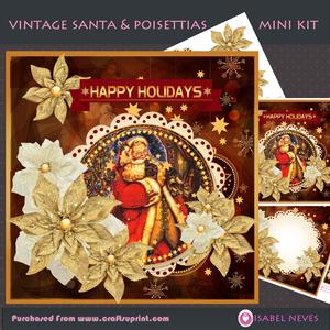 Vintage Santa & Poinsettias