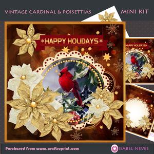 Vintage Cardinal & Poinsettias