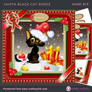 Santa Black Cat Birdie