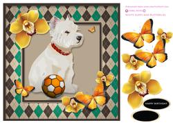 White Puppy and Butterflies