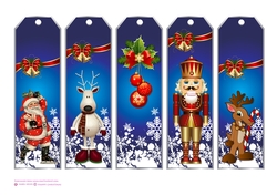 Happy Christmas Bookmarks - Blue
