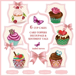 6 Cup Cakes Card Toppers