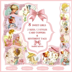 8 Sweet Girls Card Toppers 