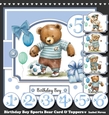 Birthday Boy Sports Bear Card & Toppers Set