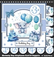 Birthday Boy Cute Elephant Card & Toppers Set