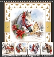 Elegant Winter Horse Card and Toppers Set