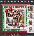 Cute Christmas Dogs Card & Toppers Set