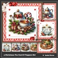 4 Christmas Tea Cards & Toppers Set
