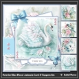 Powder Blue Floral Animals Card And Toppers Set