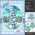 Pretty Blue Christmas Snowman Scene
