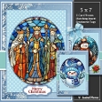 Set Of 3 ~ Festive Stained Glass Windows