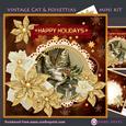 Vintage Cat & Poinsettias