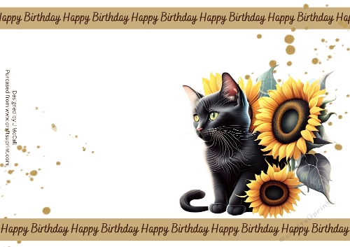 black cat with sunflowers birthday