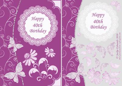 40th Birthday with Butterflies and Flowers 2