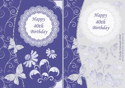 40th Birthday with Butterflies and Flowers 3