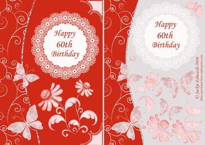 60th Birthday with Butterflies and Flowers
