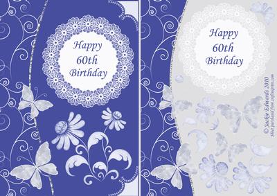 60th Birthday with Butterflies and Flowers 2