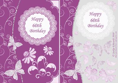 60th Birthday with Butterflies and Flowers 3