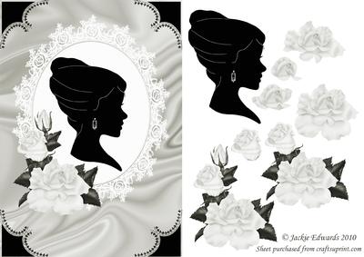 Cameo on a Lace Doily with Roses