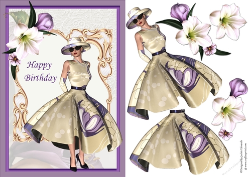 A5 Purple Lady With Flowers