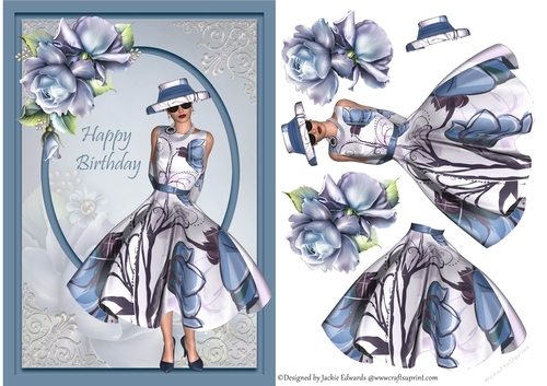 A5 Blue Lady With Porcelain Roses