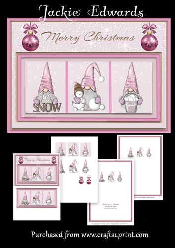 A5 Christmas Gnomes Pink Mini kit