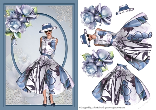 A5 Blue Lady With Porcelain Roses Without Wording