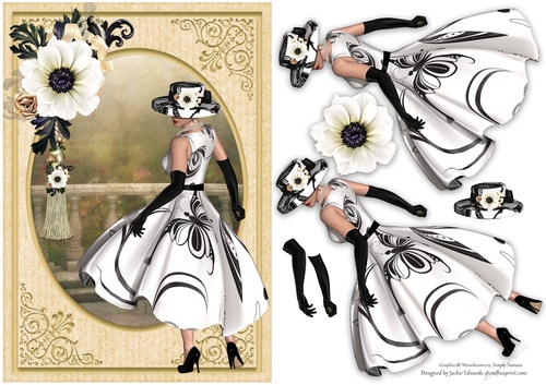 A5 Black and White Lady with White Flower Without Wording