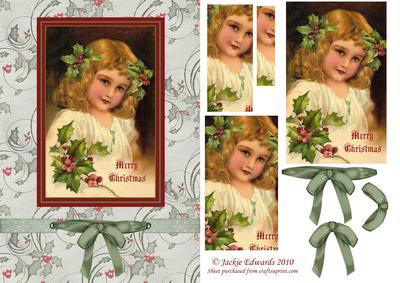 Christmas Girl with Holly Card Front