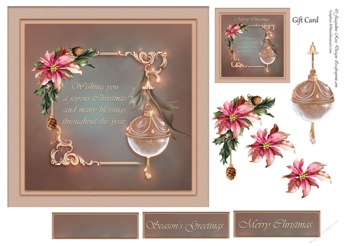 Christmas Card Poinsettia And Verse