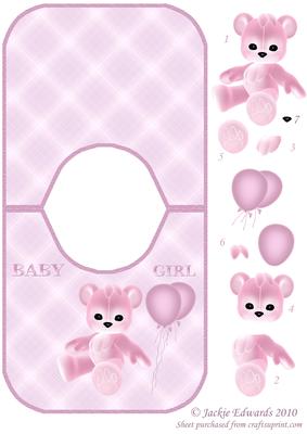 Baby Girl Bib Shaped Card with Step-by-step
