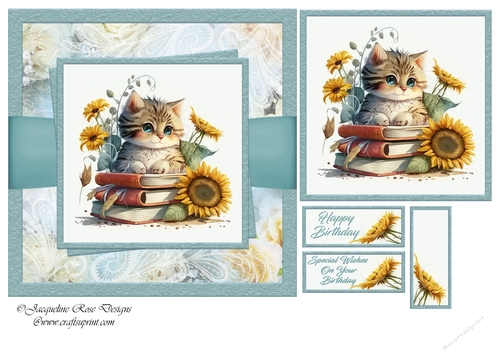 Books Cat & Flowers 01