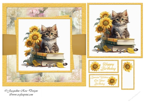 Books Cat & Flowers 02