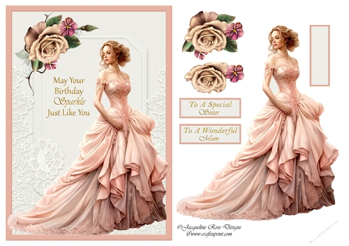 A5 Victorian Lady In Pink