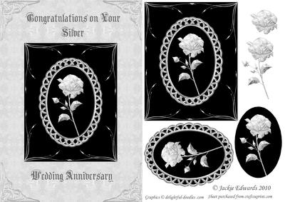 Silver Wedding Anniversary Card Front with Step-by-st Topper