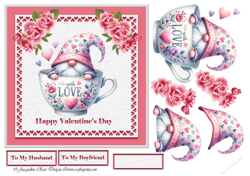 Valentines Day Gnome In Teacup