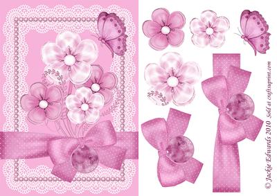 Flowers and Lace Step-by-step Card Front Pink