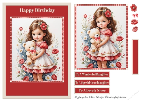 A5 Little Girl With Teddy In Red