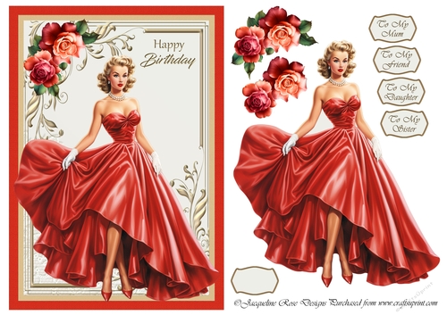 A5 Victorian Lady In Red