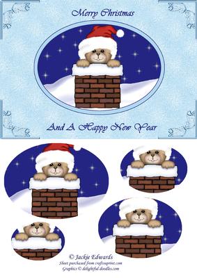 Christmas Teddy Down the Chimney