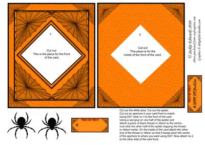 Halloween Card Front with Dangling Spider