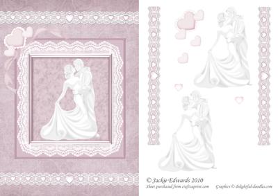 Dancing Couple with Hearts and Lace Card Front