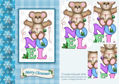 Christmas Teddy Noel Pyramid Card Front