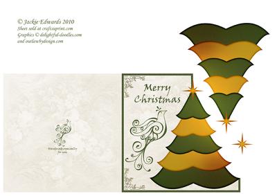 Swirly Dove and Christmas Tree Card Cut and Fold Card 3