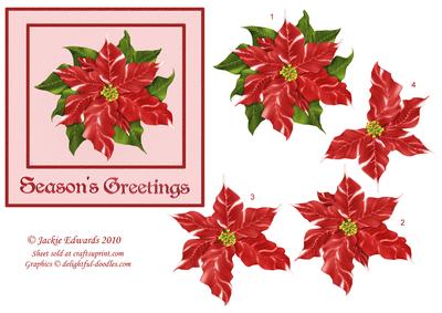 Poinsettia Decoupage Card Front