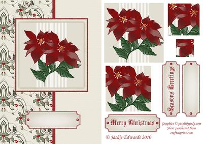 Pyramid Poinsettia Christmas Card Front