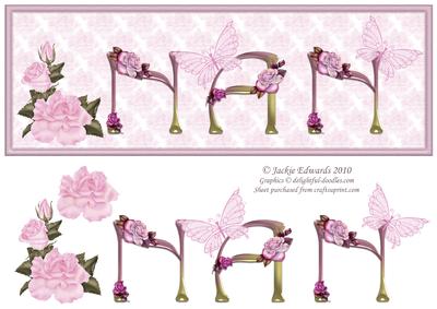 Nan Large Dl with Roses and Butterfly Card Front